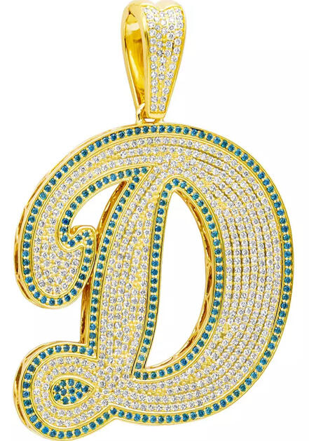 Blue White Diamond: Custom Initial Letter in 18K Gold: 4.5 Carats