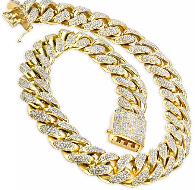 Solid 14K Gold &amp; Diamond Cuban Link Chain: 1000 Grams = 1 Kilo !