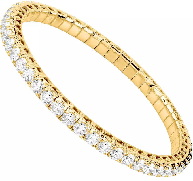 14K Gold Diamond Tennis Bangle Bracelet: 11 Carats