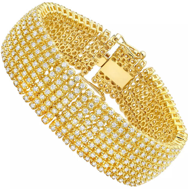 14K Gold: 8 Row Diamond Bracelet: 10 Carats